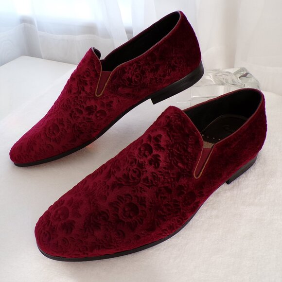 Robert Graham Velvet Skull Embossed Loafer, Comfortable Casual Sonoma Wine NIB main image 14